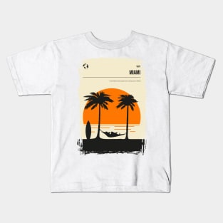 Miami Florida Summer Beach Surfing Travel Poster Kids T-Shirt